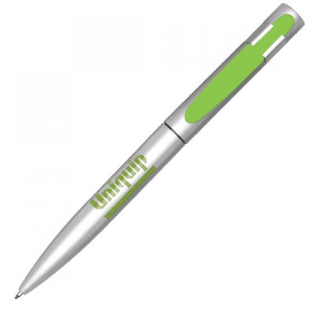 Logo Branded Harmony Pen - Silver/Green