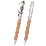 Cork Twist Ballpoint Pen w/ Silver Accents Custom Imprinted