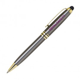 Gun Metal Heavyweight Brass Ballpoint Pen w/ Stylus Custom Engraved