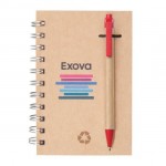 Custom Engraved Recycled Notebook/Pen Combo - 4"x6" Red