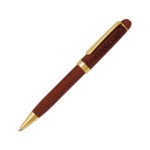 Wooden Rosewood Twist-Action Ballpoint Pen With Gold Trim Logo Branded