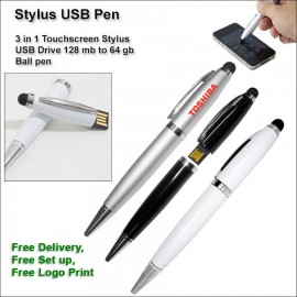Stylus USB Pen Flash Drive - 128 MB Memory Custom Imprinted