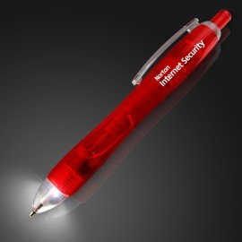 White LED Light Tip Red Pen - Domestic Imprint Custom Engraved