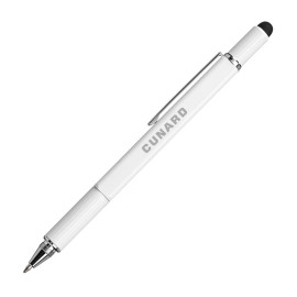 Roald Twist Ballpen with Stylus - White Logo Branded