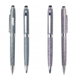 Twisted Action Marble Texture Metal Pen With Stylus Custom Engraved