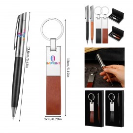 Custom Engraved Ballpoint Pen and Leatherette Keychain  Custom Engraved Ballpoint Pen and Leatherette Keychain