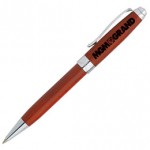Custom Imprinted Rosewood Barrel Ballpoint Pen w/ Shiny Chrome Accents