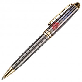 Logo Branded Twist Action Brass Ballpoint Pen w/ Enamel Finish & Gold Trim  Logo Branded Twist Action Brass Ballpoint Pen w/ Enamel Finish & Gold Trim