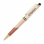 Wooden Stylus & 2-Tone Ballpoint Pen w/Gold Trim Custom Imprinted