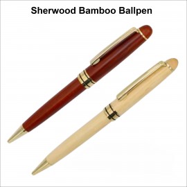 Custom Engraved Sherwood Bamboo Ball pen. "Rosewood" or Light Wood"