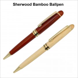 Custom Imprinted Sherwood Bamboo Ball pen. "Rosewood" or Light Wood"