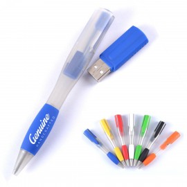 Logo Branded Plastic Ballpoint Pen witn USB Flash Drive