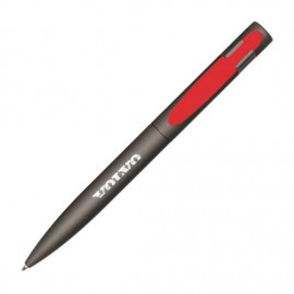 Logo Branded Harmony Pen - Gun Metal/Red