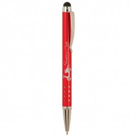 Logo Branded Stylus Red with Silver Trim Aluminum Barrel Pen