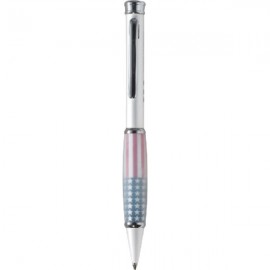 Logo Branded Quantum Twist Action Brass Ballpoint Pen w/ US Flag Grip (Heavy Version)  Logo Branded Quantum Twist Action Brass Ballpoint Pen w/ US Flag Grip (Heavy Version)