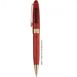 Westminster Collection Rosewood Twist Action Ballpoint Pen w/ Round Top Logo Branded