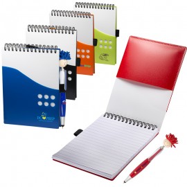 Logo Branded Two-Tone Jotter w/MopToppers Stylus Pen  Logo Branded Two-Tone Jotter w/MopToppers Stylus Pen