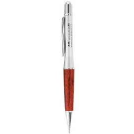Custom Imprinted Satinwood Matte Silver Brass Mechanical Pencil w/ Rosewood Grip