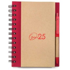 Logo Branded Spiral Bound Notebook & Harvest Pen - Red  Logo Branded Spiral Bound Notebook & Harvest Pen - Red