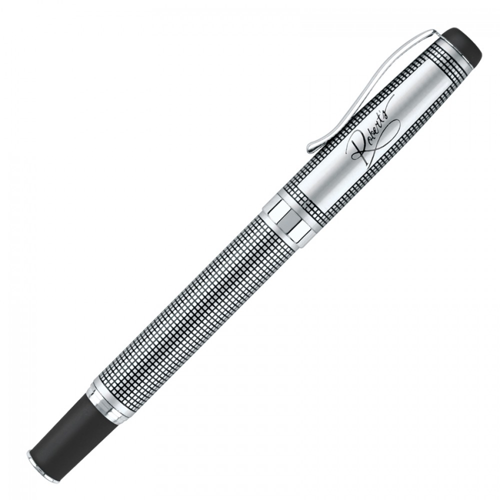 Silver Heavyweight Brass Construction Roller Ball Pen Logo Branded Silver Heavyweight Brass Construction Roller Ball Pen Logo Branded
