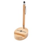 Bamboo Magnetic Stylus Pen & Phone Stand Custom Imprinted