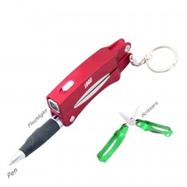 Folded Scissors Pen With Flashlight Custom Engraved