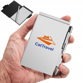 Logo Branded Metal Pocket Notebook with Pen