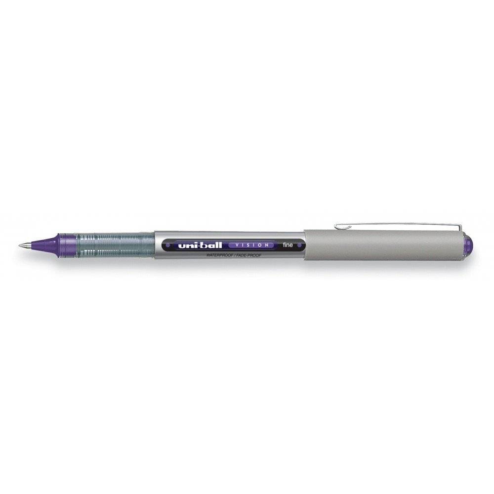 Custom Imprinted Uniball Vision Purple/Purple Ink Roller Ball Pen