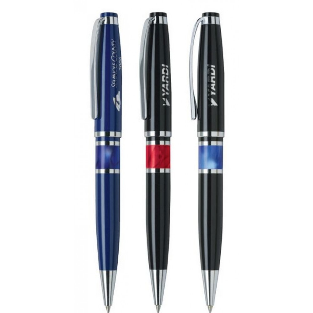 Twist Action Pen w/ Resin Center Bank Custom Engraved Twist Action Pen w/ Resin Center Bank Custom Engraved