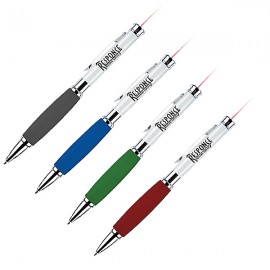 Logo Branded Vali II Pearl White Ballpoint Pen w/Laser Pointer