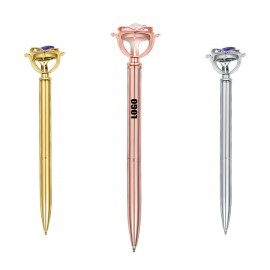 Custom Engraved Metal Pen With Rose Diamond