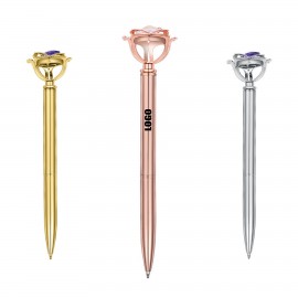 Custom Engraved Metal Pen With Rose Diamond  Custom Engraved Metal Pen With Rose Diamond