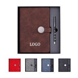 Custom Imprinted PU Leather Notebook With Pen Gift Set