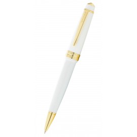 Cross Bailey Light Polished White Resin And Gold Tone Fine Tip Ballpoint Pen Custom Engraved