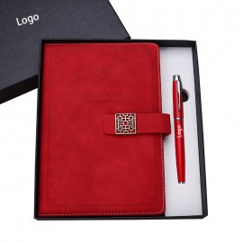 2-Piece Office Gift Set Metal Signature Pen and Leather Notebook Custom Imprinted