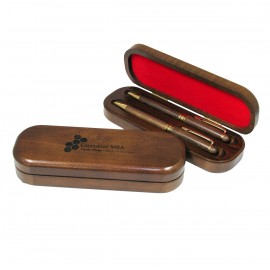 Custom Imprinted Deluxe Wood Pen & Pencil Boxed Set