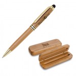 Custom Imprinted Eco Friendly Bamboo Pen Set w/ Black & Gold Trim Pen