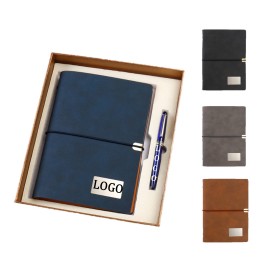 Refillable Leather Notebook And Pen Set Logo Branded