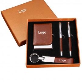 Logo Branded Leather 4-Piece Office Gift Set