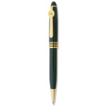 Custom Engraved Green Ballpoint Pen W/ Gold Medallion