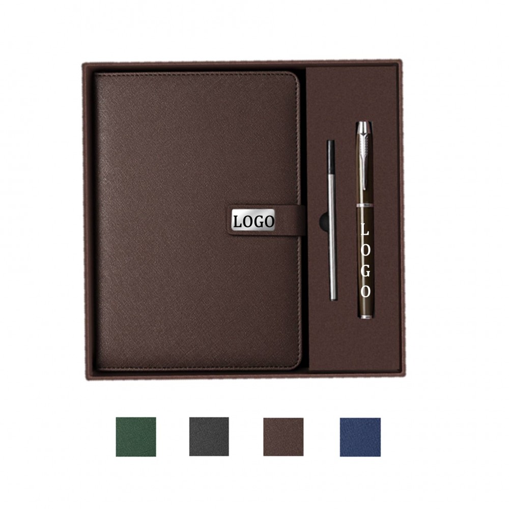 Custom Imprinted PU Leather Notebook And Pen Gift Set