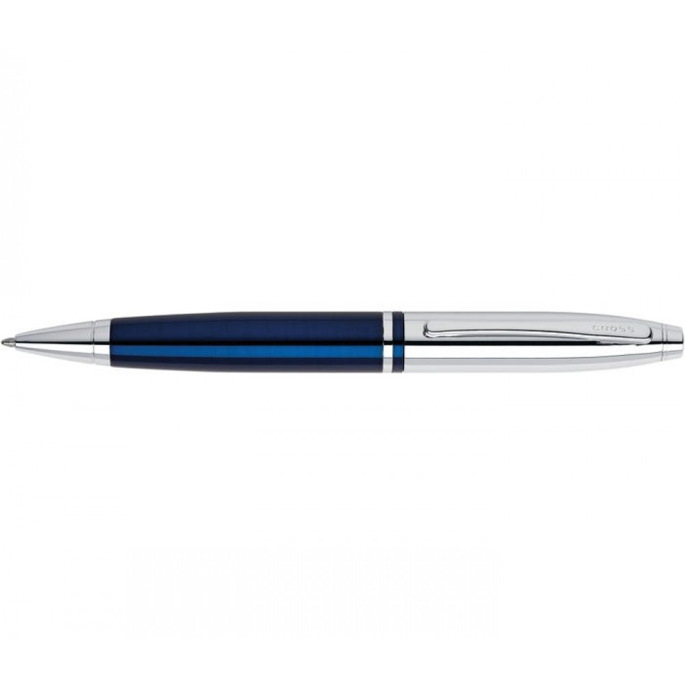 Custom Engraved Cross Calais Chrome and Blue Ballpoint Pen