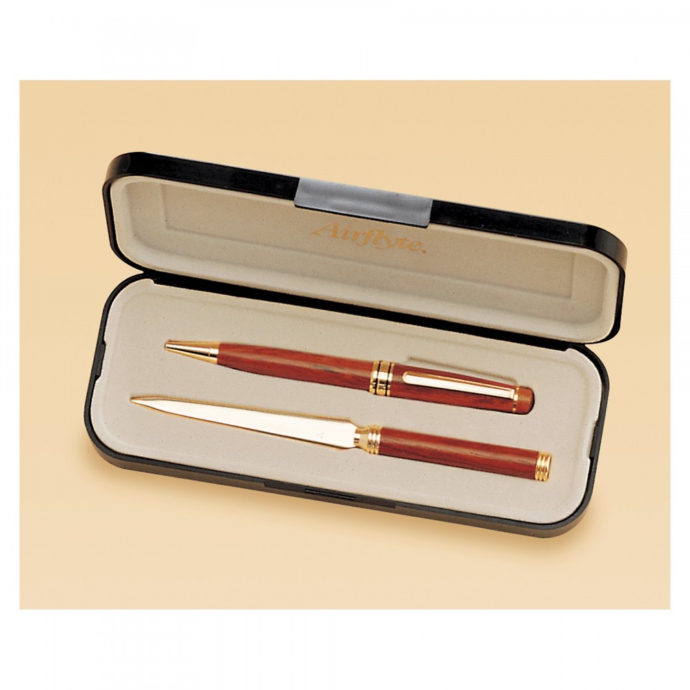 Rosewood Pen and Letter Opener Set Logo Branded Rosewood Pen and Letter Opener Set Logo Branded