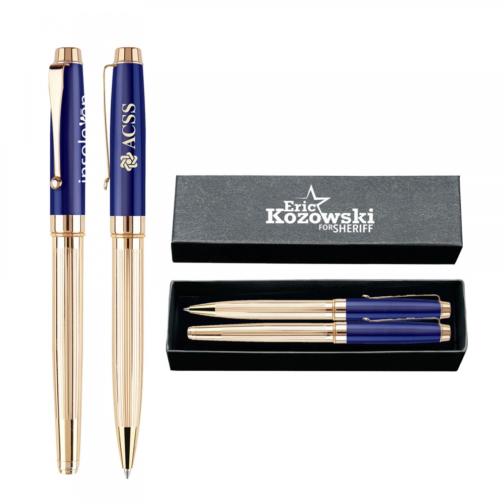 Windsor Double Metal Pen Set (E325/E326/PK16) Custom Engraved