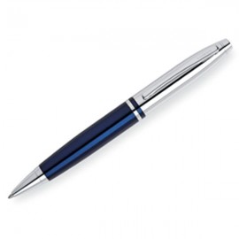 Cross Calais Chrome Silver/Blue Ballpoint Pen Custom Engraved