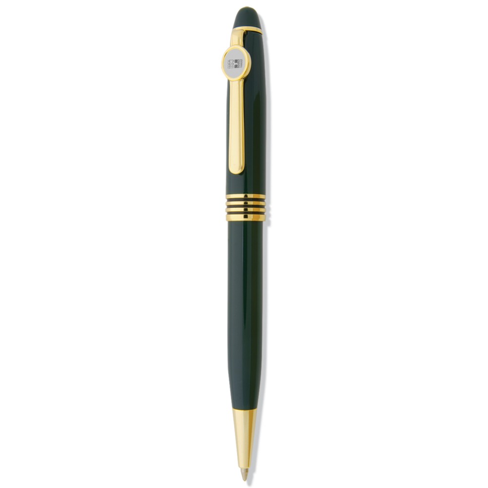 Green Ballpoint Pen W/ Silver Medallion Custom Engraved Green Ballpoint Pen W/ Silver Medallion Custom Engraved