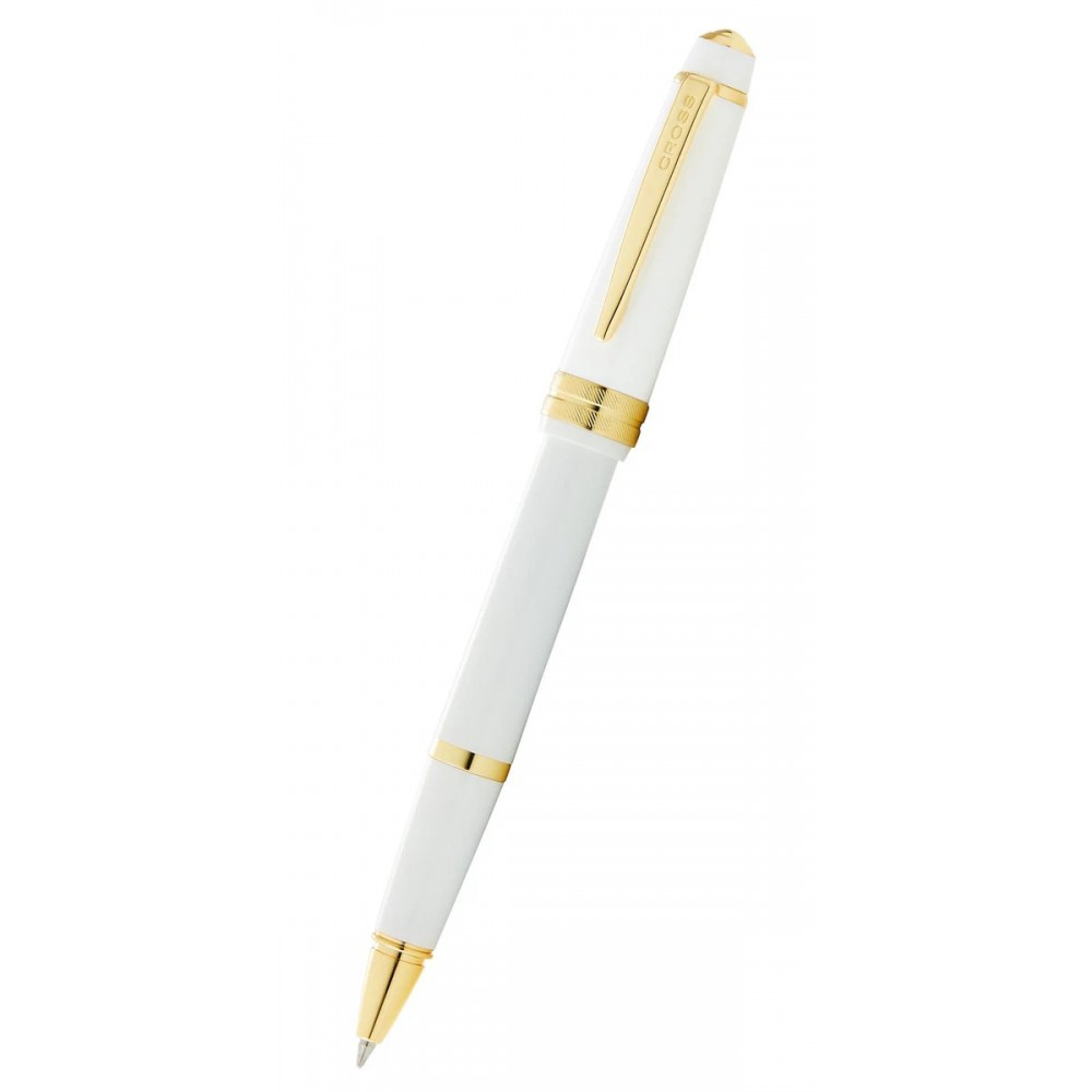 Custom Engraved Cross Bailey Light Polished White Resin Fine Tip Rollerball Pen