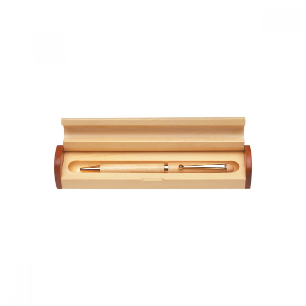 Custom Imprinted 2.125" x 6.75" - Maple Wood Pen Case - Laser Engraved Custom Imprinted 2.125" x 6.75" - Maple Wood Pen Case - Laser Engraved
