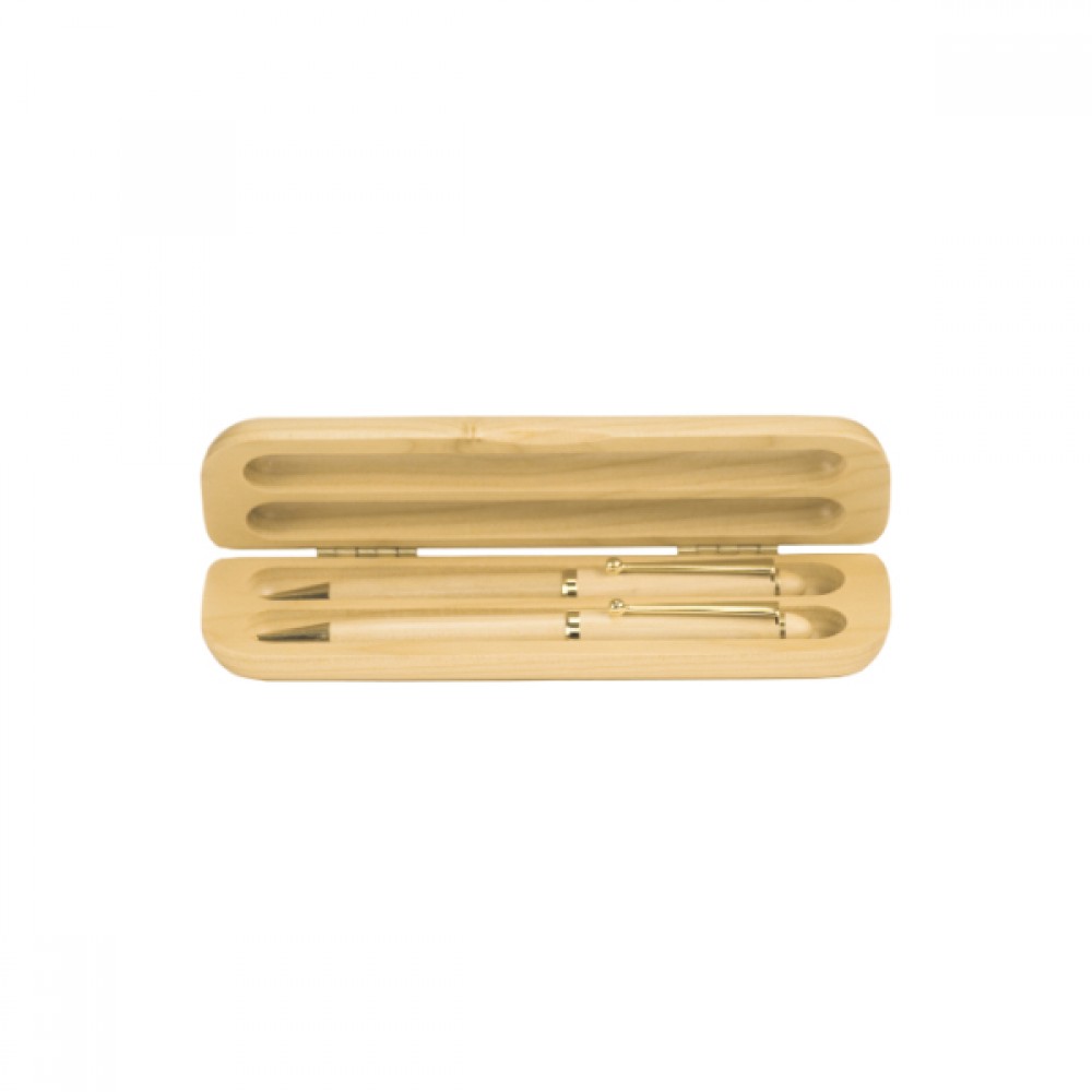 2" x 6.75" - Maple Wood 2-Pen Case - Laser Engraved Custom Imprinted 2" x 6.75" - Maple Wood 2-Pen Case - Laser Engraved Custom Imprinted