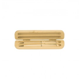 2" x 6.75" - Maple Wood 2-Pen Case - Laser Engraved Custom Imprinted